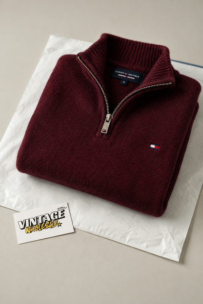 Bordeaux Tommy halfzip detail