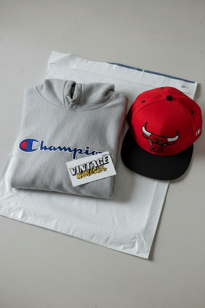 Champion hoodie + Bulls cap