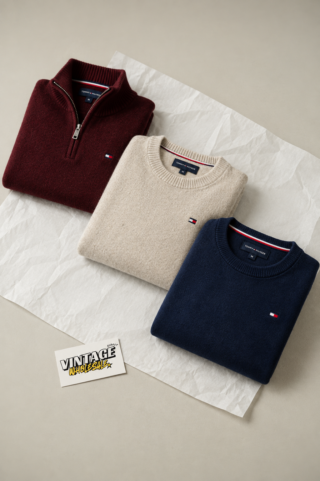 Tommy sweaters diagonale compositie